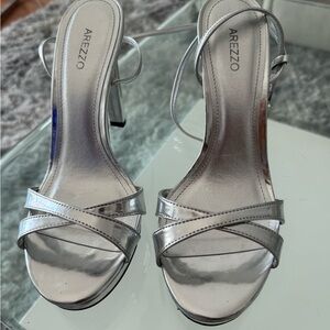 Women's Silver Strappy Heels